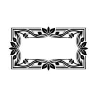 Elegant Black Floral Rectangular Frame, Art Nouveau Style vector