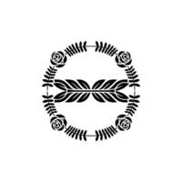 Elegant Floral Wreath in Black on White, Minimalist Style vector