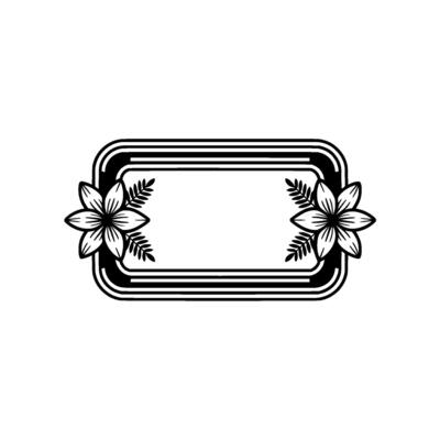 Floral Frame Elegant Black White for Invitations Cards