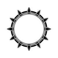 Geometric Circle Black Spiked Frame on White Background vector