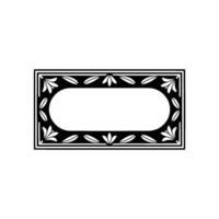 Elegant Black and White Label with Floral Border on White vector