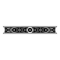 Ornamental Black White Scroll Border with Star Motifs vector