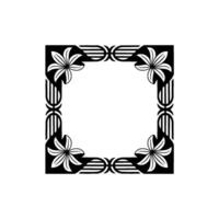 Floral Art Deco Frame in Black White on Ivory Backdrop vector