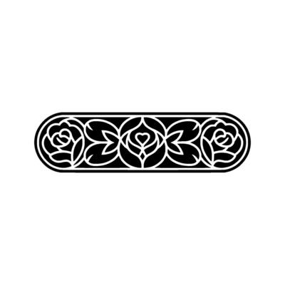Black and White Floral Border , Minimalist Decorative Element