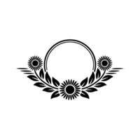 Elegant Sunflower Circle Frame, Minimalist Floral vector