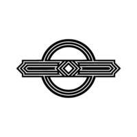 Geometric Art Deco Emblem with Circle and Bar, Monochrome Minimalist vector