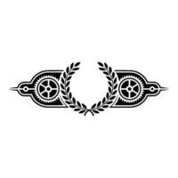 Steampunk Gear Laurel Wreath , Black on White, Elegant vector