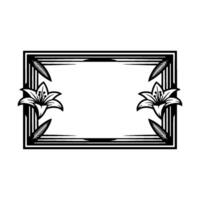 Elegant Black White Lily Frame vector
