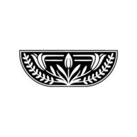 Elegant Floral Crest Symmetrical Black White Emblem vector