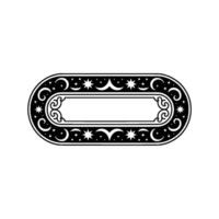 Elegant Black White Ornamental Oval Frame with Celestial Motifs vector