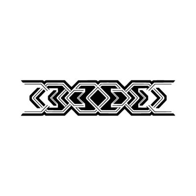Geometric Ornament, Black White Border, Minimalist