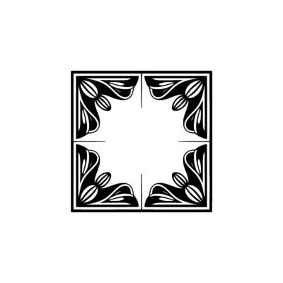 Elegant Black White Floral Corner Frame on White Background