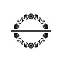 Floral Wreath Divider Minimalist Black White for Elegant Branding vector