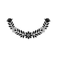 Elegant Black Floral Wreath on White Background - Roses vector