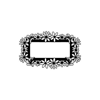 Floral Frame , Daisies Blank Rectangle, Simple Elegant