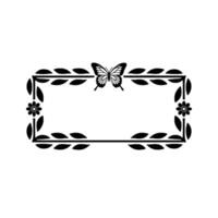 Elegant Butterfly Floral Frame, Decorative Border on White vector