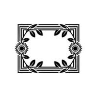 Black Floral Frame Minimalist, Elegant, Invitation Template vector