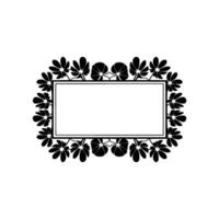 Floral Frame with Blank Rectangle - Black White Decorative vector