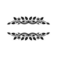 Elegant Leaf Border , Black on White, Minimalist Style vector