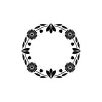 Elegant Black Floral Wreath Frame on Off-White Background vector