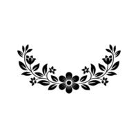 Elegant Black Floral Wreath - Minimalist Element vector