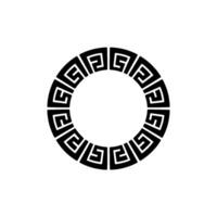 Geometric Greek Key Circle on White Background, Minimalist vector