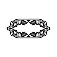 Black Floral Border, Decorative Oval Frame, Elegant vector