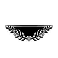 Floral Crest, Minimalist Black and White Decorative Element vector