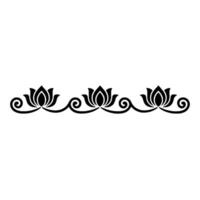 Elegant Black Lotus Border on White Background vector