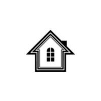 Minimalist House Black and White, Real Estate Concept vector
