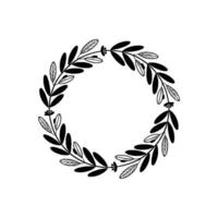 Minimalist Black White Botanical Wreath on Soft Background vector