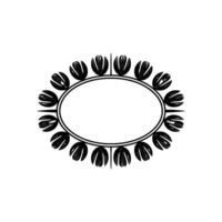Geometric Floral Frame with Oval Center - Modern Minimalist vector