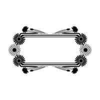 Daisy Frame in Minimalist Black White Style vector