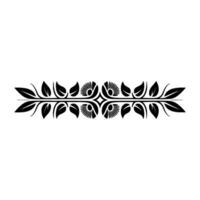 Elegant Black Floral Border Element on White Background, Leaves vector