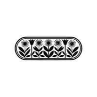 Minimalist Floral Border, Black and White, Geometric Style, Element vector