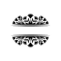 Minimalist Floral Frame for Text - Black Gray on White Background vector