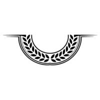 Simple Black Laurel Wreath Crest Emblem on White Background vector
