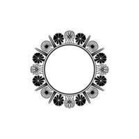 Elegant Floral Circle Frame in Monochrome Invitation, , or Element vector