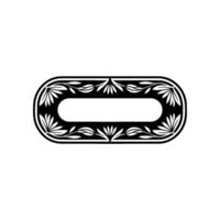 Elegant Black White Botanical Oval Frame vector