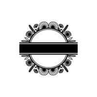 Minimalist Floral Emblem with Text Space, Black and White vector