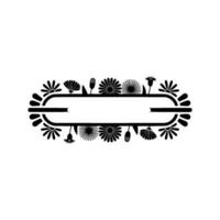 Minimalist Floral Frame, Black and White, Botanical Border vector