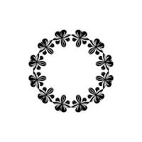Minimalist Black Floral Wreath on Pale Gray Background, Decorative vector