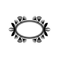 Minimalist Floral Frame Elegant Oval with Botanical Border on White vector
