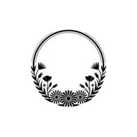 Elegant Floral Wreath Silhouette , Black and White, Minimalist vector