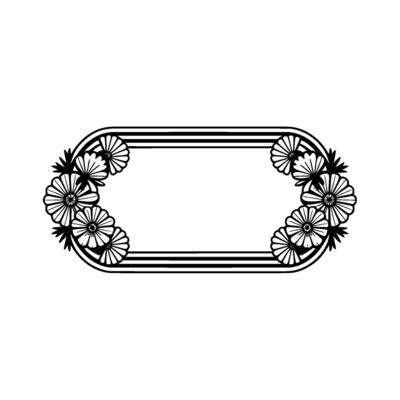 Floral Frame Illustration Elegant Black and White , Isolated