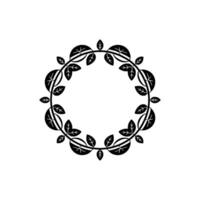 Minimalist Floral Wreath, Black Foliage Circle on Gray Background vector