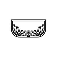 Minimalist Floral Frame with Negative Space, Black and White, Elegant vector