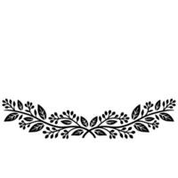 Elegant Black Botanical Border on White Background, Leaves vector