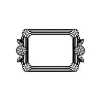 Floral Frame Elegant Black and White Daisy Border for Designs vector