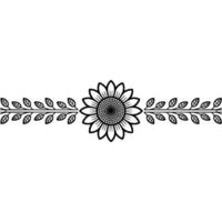Sunflower and Leaf Border , Minimalist Black and White, Art vector